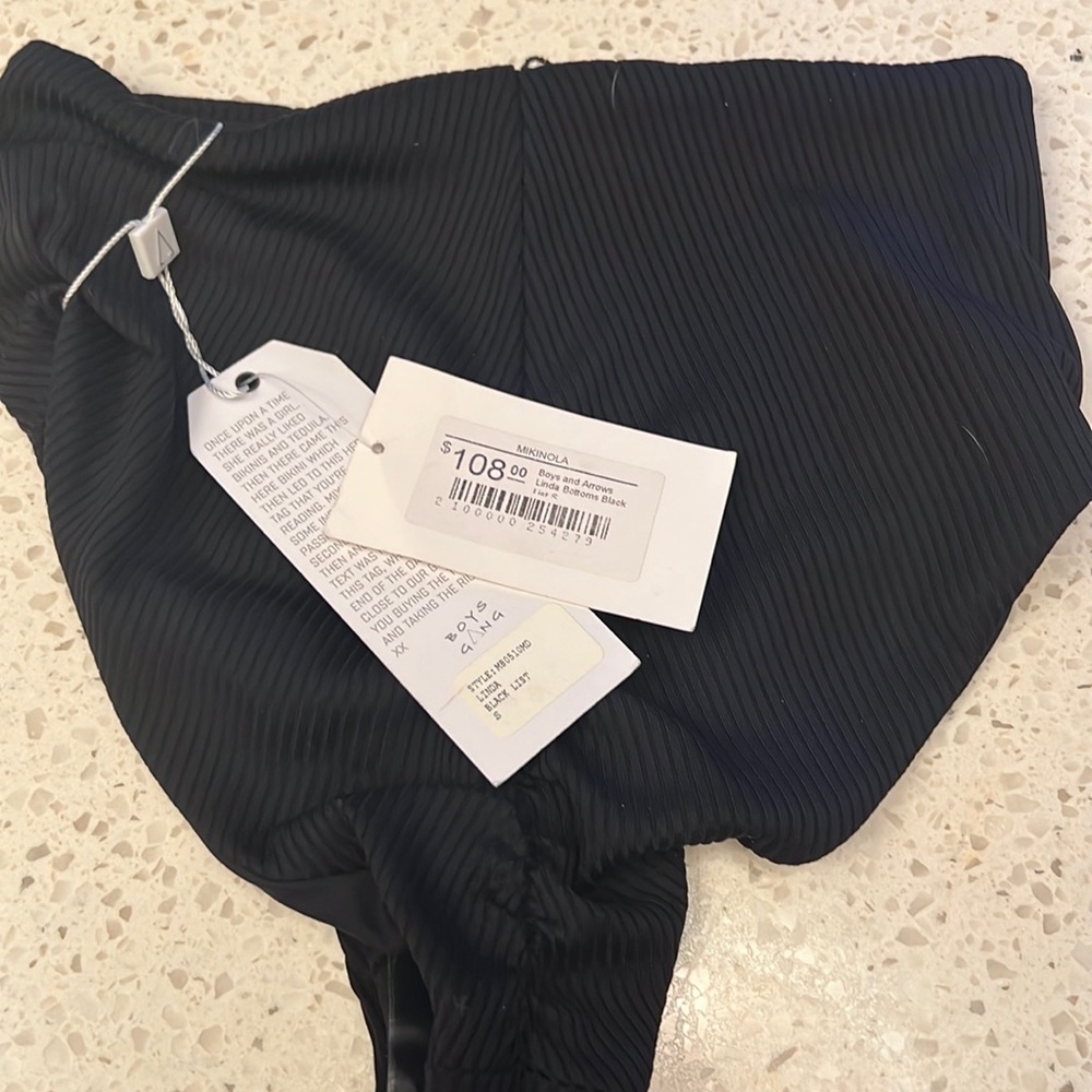 Black high waist ruched cheeky swim bottom in S by Boys + Arrows.